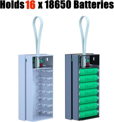 18650 صندوق شاحن USB حامل الهاتف المحمول C16PD إصدار الطاقة لصندوق شاحن الغلاف مع طقم طاقة الإضاءة 18650 DIY قابل للإزالة بدون لحام 16 قسم 18650 طقم طاقة DIY Mobile (أسود) in Saudi Arabia