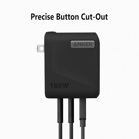 Geiomoo Soft Silicone Case for Anker Prime 160W Charger, Flexible Scratch Resistant Cover (Black) in Saudi Arabia
