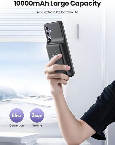 حافظة بطارية NEWDERY بقدرة 10000 مللي أمبير في الساعة لهاتف Samsung Galaxy S24 Plus، حافظة شحن لاسلكية واقية محمولة Qi، حافظة شاحن محمولة واقية مع حزمة بطارية ممتدة قابلة لإعادة الشحن لهاتف S24+ 6.7 بوصة باللون الأسود in Kuwait
