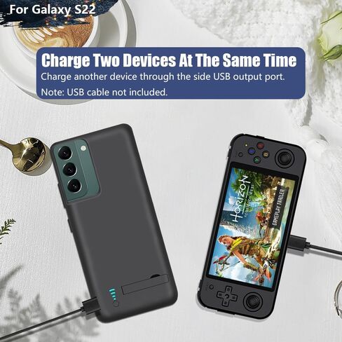 [حافظة بطارية إصدار جديد لهاتف Samsung Galaxy S22، حافظة شاحن بطارية ممتدة قابلة لإعادة الشحن بقدرة 4800 مللي أمبير في الساعة، أضف 100% عصير إضافي (6.1 بوصة) أسود in Kuwait