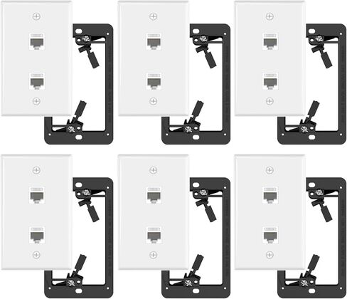 VCE Ethernet Wall Plate (UL-Listed), 2-Port CAT6 Wall Plate and Jack, RJ45 Keystone Wall Outlet with Single Gang Low Voltage Mounting Bracket, Blue 2-Pack in Saudi Arabia