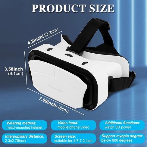 نظارات الواقع الافتراضي، نظارات الواقع الافتراضي ثلاثية الأبعاد، سماعة رأس VR قابلة للتعديل مع عدسة زاوية واسعة لألعاب الأفلام، محمية ضد العيون الزرقاء - مجموعة نظارات الواقع الافتراضي العالمية للمبتدئين in Kuwait