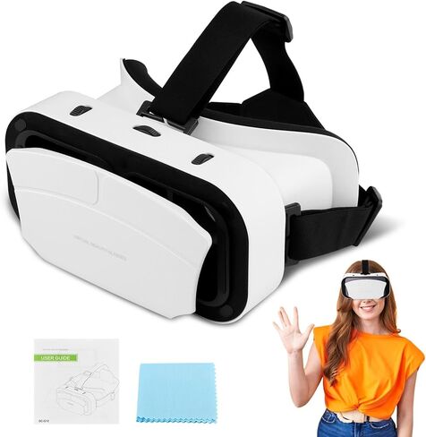 Virtual Reality Goggles, 3D VR Glasses Adjustable VR Headset with Wide Angle Lens for Movies Games, Anti-Blue Eyes Protected- Universal Virtual Reality Goggles Set for Beginners in Saudi Arabia
