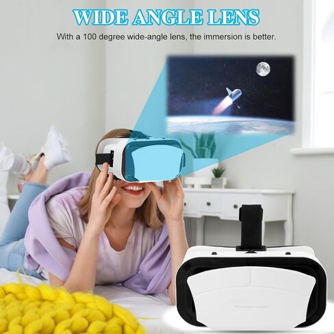 Virtual Reality Goggles, 3D VR Glasses Adjustable VR Headset with Wide Angle Lens for Movies Games, Anti-Blue Eyes Protected- Universal Virtual Reality Goggles Set for Beginners in Saudi Arabia