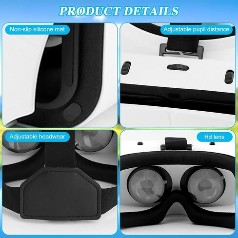 Virtual Reality Goggles, 3D VR Glasses Adjustable VR Headset with Wide Angle Lens for Movies Games, Anti-Blue Eyes Protected- Universal Virtual Reality Goggles Set for Beginners in Saudi Arabia