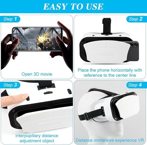 Virtual Reality Goggles, 3D VR Glasses Adjustable VR Headset with Wide Angle Lens for Movies Games, Anti-Blue Eyes Protected- Universal Virtual Reality Goggles Set for Beginners in Saudi Arabia