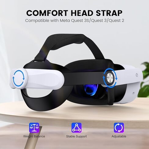 Head Strap for Meta Quest 3S/3/2, Adjustable VR Headset Strap, Knob Adjustable, Pressure Relief VR Headset Accessory,for Better Support&Comfort in Saudi Arabia