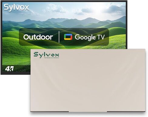 SYLVOX 50" Outdoor Smart TV with Cover, 4K Weatherproof TV for Patio & Backyard, 700-Nit Brightness, IP55 Waterproof, Partial Sun (Patio Series) in Saudi Arabia
