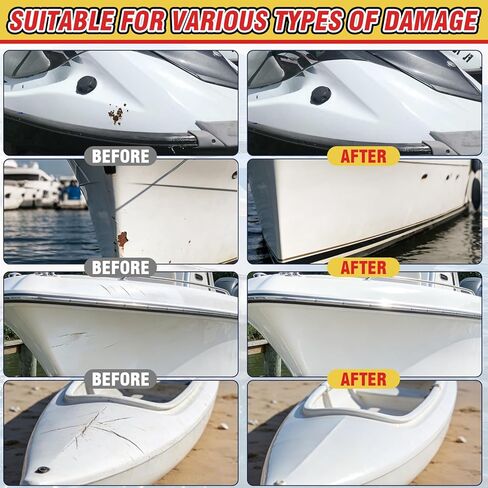 Marine Fiberglass Repair Kit for Boats, Gelcoat Repair Kit for Boats with Waterproof Epoxy Filler, Easy DIY Solution for Fixing Holes, Chips, Cracks and Scratches, Above-Waterline Use in Saudi Arabia