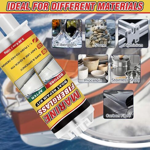 Marine Fiberglass Repair Kit for Boats, Gelcoat Repair Kit for Boats with Waterproof Epoxy Filler, Easy DIY Solution for Fixing Holes, Chips, Cracks and Scratches, Above-Waterline Use in Saudi Arabia