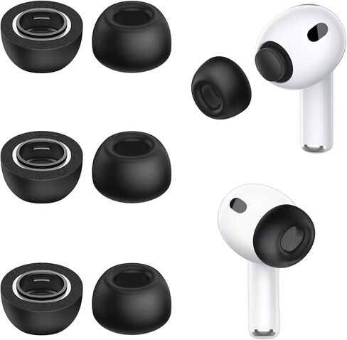 Memory Foam Ear Tips for AirPods Pro 3, Secure Fit, Noise Cancel Improved, Cushiony Memory Foam Tips with Portable Storage Box, Replacement Ear Tip (Assorted S/M/L, 3 Pairs) in Saudi Arabia