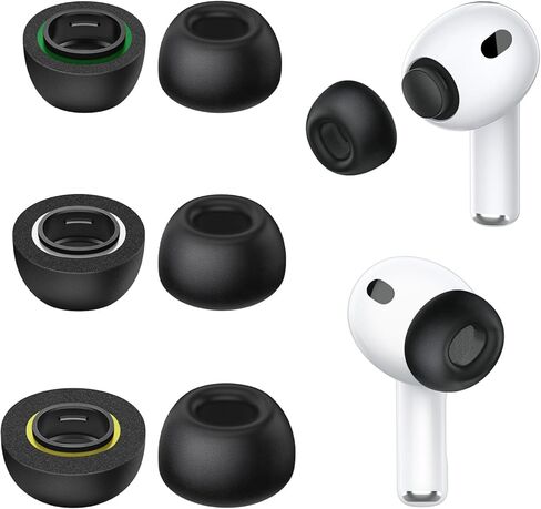Memory Foam Ear Tips for AirPods Pro 3, Secure Fit, Noise Cancel Improved, Cushiony Memory Foam Tips with Portable Storage Box, Replacement Ear Tip (Assorted S/M/L, 3 Pairs) in Saudi Arabia