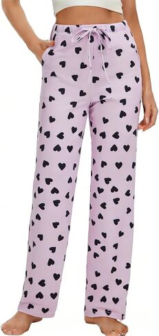 ccko Women’s Comfy Pajama Pants with Pockets, Stretch Drawstring Lounge Pants, Soft Casual Wide Leg Pjs Sleep Bottoms in Saudi Arabia