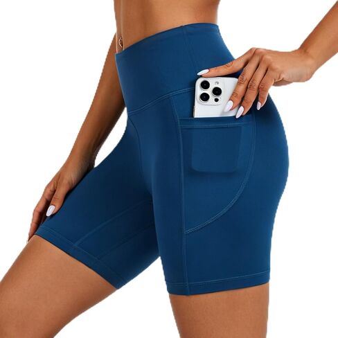ccko High Waist Biker Shorts for Women; Workout Yoga Shorts with Pockets; Spandex Athletic Leggings Shorts for Gym, Running in Saudi Arabia