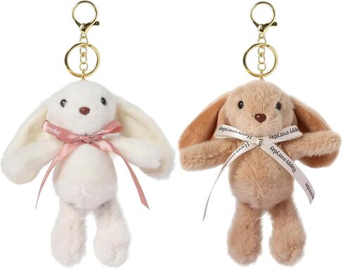 2PCS Kawaii Bunny Keychain, Soft Fluffy Rabbit Plush Backpack Charms,Gift for Girls, Easter Basket Fillers in Saudi Arabia