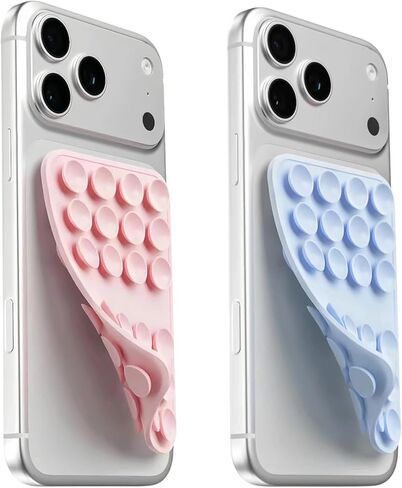 Upgraded Double Sided Silicone Suction Cup Phone Case Mount, Sticky Phone Grip Holder for Hands-Free Selfes & Videos, Reusable Silicone Phone Suction Grip for iPhone & Android, White in Saudi Arabia