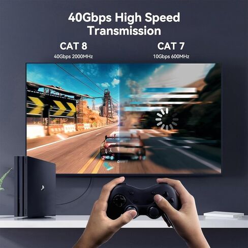 BENFEI Cat 8 كابل إيثرنت 6.6FT، 40 جيجابت في الثانية 2000 ميجا هرتز سلك شبكة LAN عالي السرعة، 26AWG S/FTP كابل RJ45 محمي، كابل إنترنت عالي التحمل داخلي/خارجي لألعاب الكمبيوتر PS5 Xbox Router Modem Switch in Kuwait