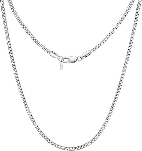 ChainsHouse Flat Box Chain Necklace Men, 2/4/6/8mm Round Link Chain Necklaces, Stainless Steel/Black/14K Gold Plated Mens Jewelry, 14"-30" Length, Come Gift Box in Saudi Arabia