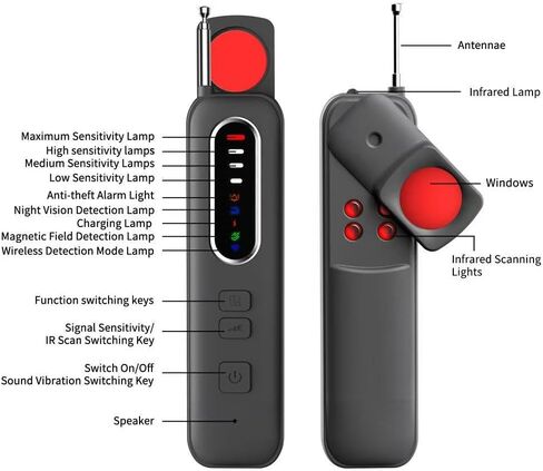 AI Powered 7 in 1 Hidden Camera Detectors,Anti Spy RF Signal Scanner, Infrared GPS Tracker Finder & Bug Detector&Camera Detector for Hotels, Bathrooms, Cars & Offices in Saudi Arabia