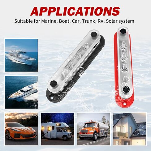 300A Bus Bar 12V Marine 3/8 "كتلة توزيع الطاقة مع غطاء، 12 فولت بطارية بسبار إيجابية وسالبة لأسلاك القوارب الشمسية للسيارات (حزمة من 2) in Kuwait