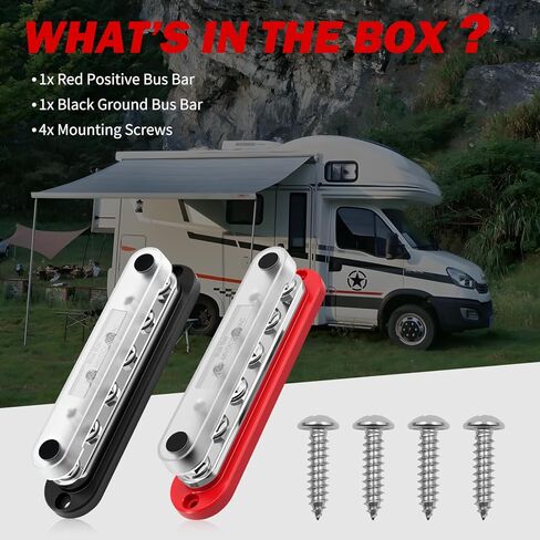 300A Bus Bar 12V Marine 3/8 "كتلة توزيع الطاقة مع غطاء، 12 فولت بطارية بسبار إيجابية وسالبة لأسلاك القوارب الشمسية للسيارات (حزمة من 2) in Kuwait