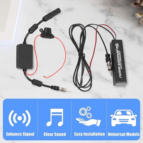 KSaAuto 12V Car Antenna Booster Stereo FM AM Radio Signal Amplifier Amp for Car Vehicle Truck SUV Boat Marine UTV RV Accessories FM Amplifier Audio Radio Stereo Media Head Unit Receiver Hidden Antenna in Saudi Arabia
