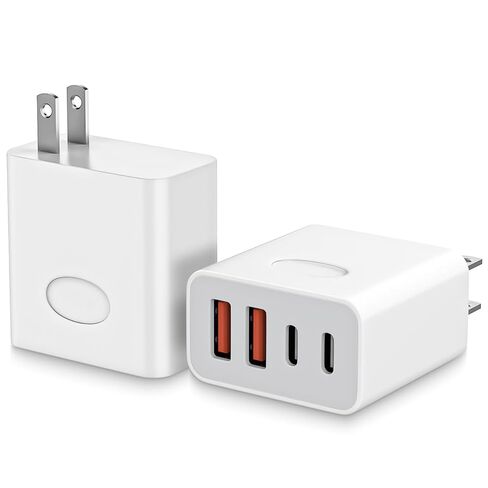 كتلة شاحن USB C لهاتف iPhone 17 شحن سريع، 2 حزمة شاحن Apple 40 وات USB C + USB A محول شحن متعدد المنافذ من النوع C لهاتف iPhone 17/17 Air/16/15 Pro/ProMax/14/13/12iPad Pro/Air/Mini in Kuwait