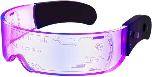 LED Visor Glasses Light Up: [7 Colors 4 Modes] Cyberpunk Futuristic Luminous Cosplay Glasses Rave Cyber Lightup Goggles (High Tech) in Saudi Arabia