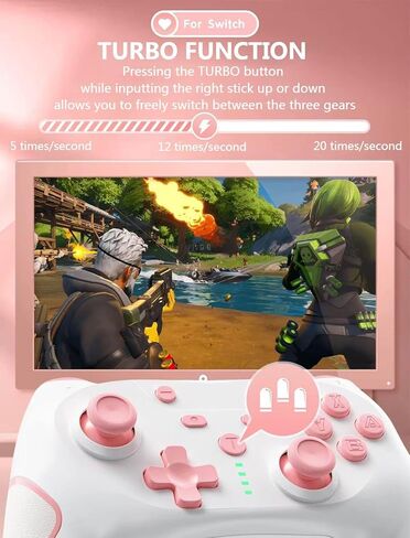 Matbip Wireless Pro Controller for Switch/Switch 2/Switch Lite/Switch OLED, wireless controller for switch with 2 back buttons, 3-level TURBO adjustable (Pink) in Saudi Arabia