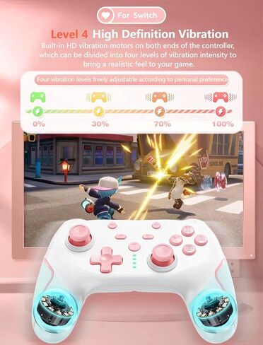 Matbip Wireless Pro Controller for Switch/Switch 2/Switch Lite/Switch OLED, wireless controller for switch with 2 back buttons, 3-level TURBO adjustable (Pink) in Saudi Arabia
