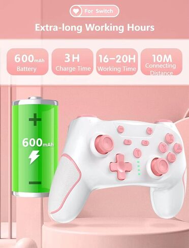Matbip Wireless Pro Controller for Switch/Switch 2/Switch Lite/Switch OLED, wireless controller for switch with 2 back buttons, 3-level TURBO adjustable (Pink) in Saudi Arabia