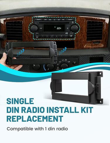 NuIth Single Din Radio Installation Dash Kit W/Radio Wiring Harness for 2005-2007 Chrysler 300C /Dodge Ram Charge Dokata/Jeep Cherokee, Single Din Radio Mounting Plate for Factory Radio Mounting in Saudi Arabia