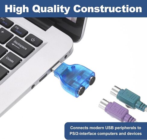 USB to PS/2 Adapter, PVC USB A Male to Dual PS/2 Female Converter Adapter for Wired Mouse/Keyboard/Computers Accessories, White in Saudi Arabia