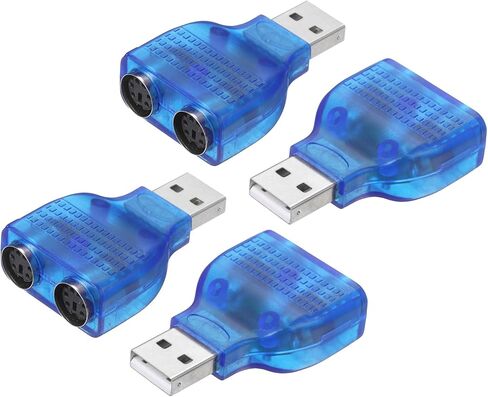 محول USB إلى PS/2، محول بلاستيكي USB A ذكر إلى PS/2 أنثى مزدوج للماوس السلكي/لوحة المفاتيح/ملحقات أجهزة الكمبيوتر، أزرق in Saudi Arabia