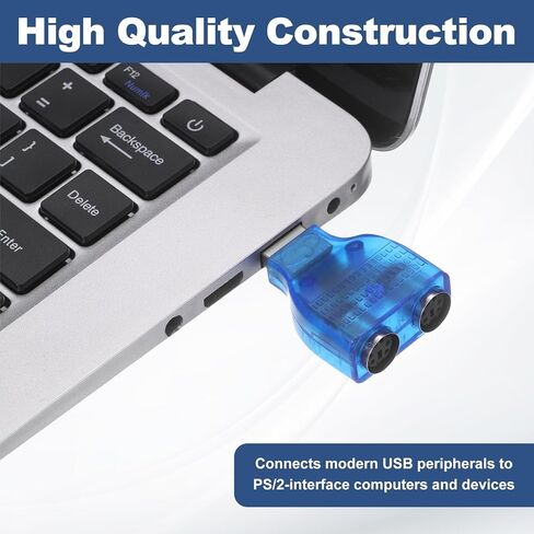 محول USB إلى PS/2، محول بلاستيكي USB A ذكر إلى PS/2 أنثى مزدوج للماوس السلكي/لوحة المفاتيح/ملحقات أجهزة الكمبيوتر، أزرق in Saudi Arabia