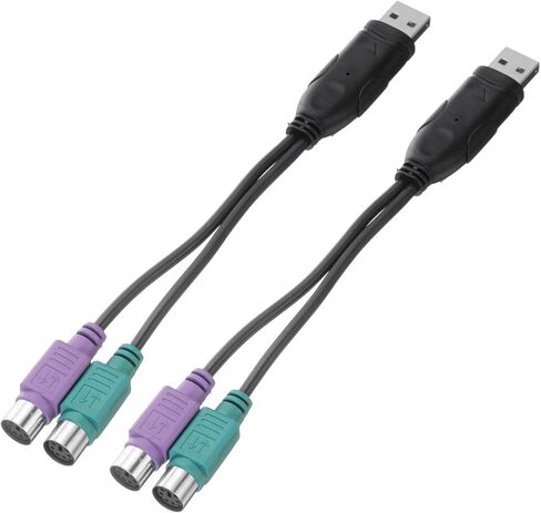 محول USB إلى PS/2، محول PVC USB A ذكر إلى PS/2 أنثى مزدوج للماوس السلكي/لوحة المفاتيح/ملحقات أجهزة الكمبيوتر، أسود in Saudi Arabia