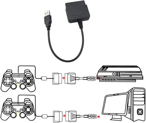 محول وحدة تحكم الألعاب JianLing PS2 إلى وحدة تحكم USB، محول أحادي الأطراف، أجزاء فضفاضة، كابل تمديد وحدة تحكم 46 مم لوحدة تحكم PS3 وأجهزة الكمبيوتر باللون الأسود in Saudi Arabia