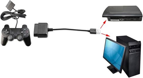 محول وحدة تحكم الألعاب JianLing PS2 إلى وحدة تحكم USB، محول أحادي الأطراف، أجزاء فضفاضة، كابل تمديد وحدة تحكم 46 مم لوحدة تحكم PS3 وأجهزة الكمبيوتر باللون الأسود in Saudi Arabia