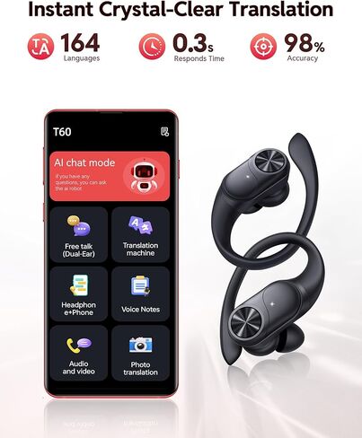 سماعات أذن بلوتوث PocBuds، سماعات أذن لاسلكية، وقت تشغيل 80 ساعة، حافظة شحن لاسلكية، شاشة رقمية، سماعات أذن رياضية مع خطاف أذن، صوت جهير عميق IPX7، سماعات أذن مقاومة للماء فوق الأذن للتلفزيون والهاتف والكمبيوتر المحمول باللون الأسود in Kuwait