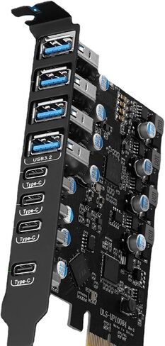 8-Port PCIe to USB3.2 Card Expansion 20Gbps 8 Ports 1 Type-C X 4 & 1 TypeA Splitter Adapter UsbC Controller Interface Ultra-Fast Expansion in Saudi Arabia