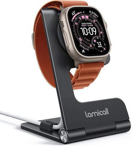 حامل ساعة Apple قابل للطي من Lamicall للشاحن - حامل حامل شحن لساعة المكتب من الألومنيوم مع منظم الكابلات، قاعدة سفر محمولة لسلسلة iWatch 1-11، سلسلة Ultra SE، الشاحن غير متضمن in Saudi Arabia