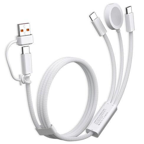Travel Essentials for Apple Watch Charger, 100W 3 in 2 Dual USB C Multi Fast Charging Cable Portable USB C Cord for iPhone 17/16/15, iPad Pro, MacBook, Samsung, Google Pixel, iWatch Ultra/Series 1-11 in Kuwait