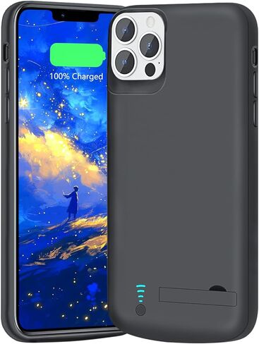 [حافظة بطارية إصدار جديد لهاتف iPhone 13/13 Pro، حافظة شاحن بطارية ممتدة قابلة لإعادة الشحن بقدرة 5000 مللي أمبير في الساعة، أضف 100% عصير إضافي (6.1 بوصة) أسود in Kuwait