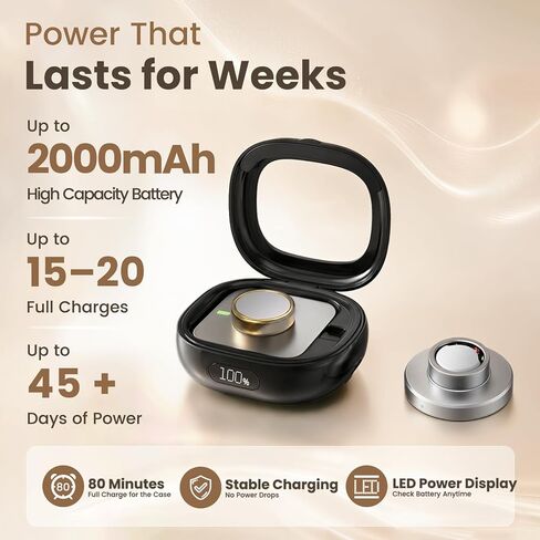 حافظة شحن لاسلكية لهاتف Oura Ring Gen 3 و4، شاحن سفر محمول بقدرة 2000 مللي أمبير في الساعة مع شاشة LED ونافذة شفافة، ما يصل إلى 15 عملية شحن كاملة، تناسب in Kuwait