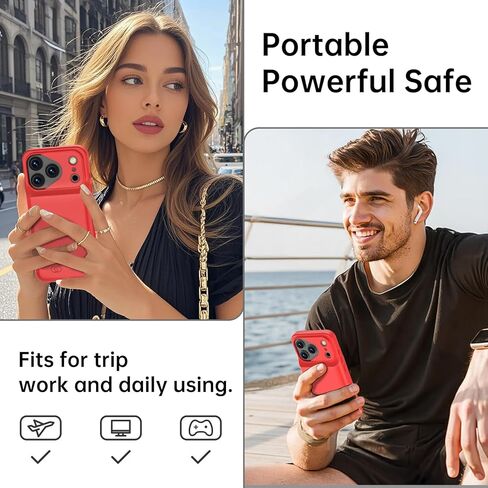 حافظة بطارية GIN FOXI لهاتف iPhone 17 Pro Max، شاحن حافظة قابلة لإعادة الشحن 8500 مللي أمبير في الساعة، حزمة بطارية قوية وخفيفة الوزن للغاية 15 واط، صندوق عصير TPU مضاد للسقوط للشحن السريع لهاتف 17 Pro Max (6.9 بوصة) أحمر in Kuwait