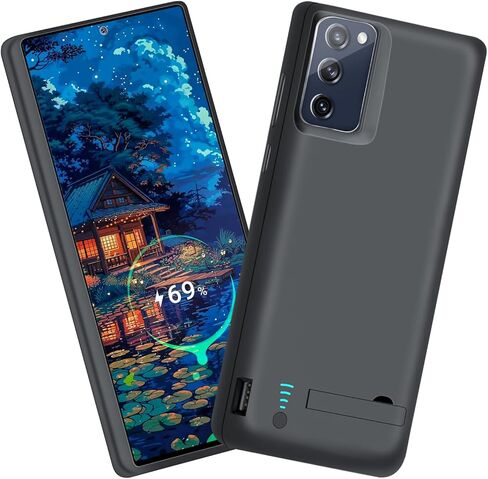 Sitong [حافظة بطارية مطورة لهاتف Samsung Galaxy S20 FE 5G، حافظة شاحن بطارية ممتدة قابلة لإعادة الشحن بقدرة 5000 مللي أمبير في الساعة، أضف 100% عصير إضافي (6.5 بوصة) أسود in Kuwait