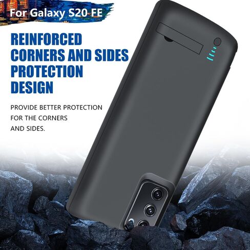 Sitong [حافظة بطارية مطورة لهاتف Samsung Galaxy S20 FE 5G، حافظة شاحن بطارية ممتدة قابلة لإعادة الشحن بقدرة 5000 مللي أمبير في الساعة، أضف 100% عصير إضافي (6.5 بوصة) أسود in Kuwait