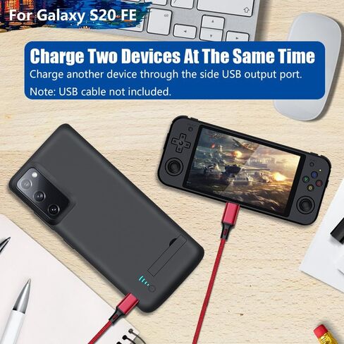 Sitong [حافظة بطارية مطورة لهاتف Samsung Galaxy S20 FE 5G، حافظة شاحن بطارية ممتدة قابلة لإعادة الشحن بقدرة 5000 مللي أمبير في الساعة، أضف 100% عصير إضافي (6.5 بوصة) أسود in Kuwait