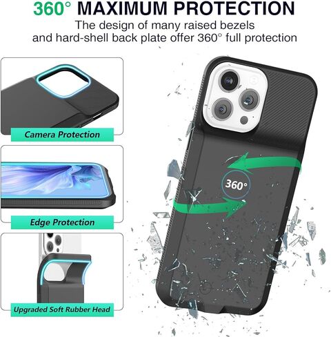 حافظة بطارية لهاتف iPhone 14 Pro Max/14 Plus/13 Pro Max/12 Pro Max، حافظة قابلة لإعادة الشحن مصنوعة من مادة TPU الناعمة المضادة للانزلاق نحيفة 8000 مللي أمبير في الساعة 15 وات صندوق عصير شحن سريع لهاتف 12/13/14 Pro Max/14 Plus 6.7 بوصة - أسود in Kuwait