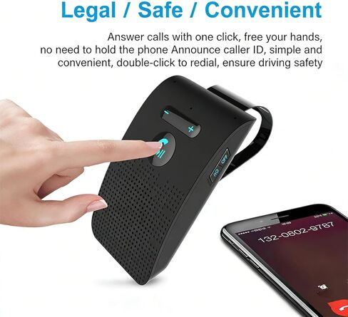 Zopsc Handsfree Bluetooth Car Speakerphone with Dual Connection, Support 2 Phones Simultaneously, Vibration Auto On, 10H Talk Time, Hands Free Calling for Cell Phone in Saudi Arabia